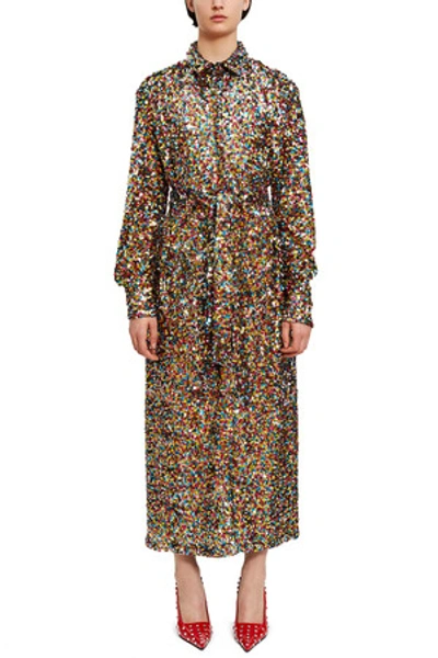 Shop Attico Opening Ceremony Sequined Chemisier Dress In Multicolor