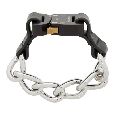 Shop Alyx 1017  9sm Black And Silver Chain Bracelet In Blk0001