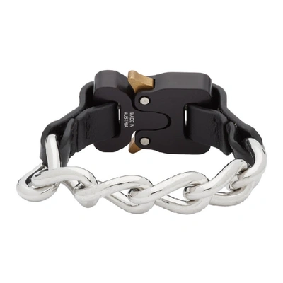 Shop Alyx 1017  9sm Black And Silver Chain Bracelet In Blk0001