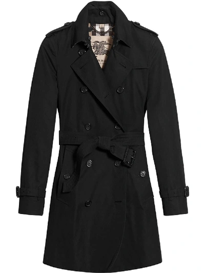 Shop Burberry Black Cotton Trench Coat