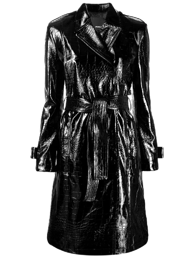 Shop Pinko Black Polyester Trench Coat