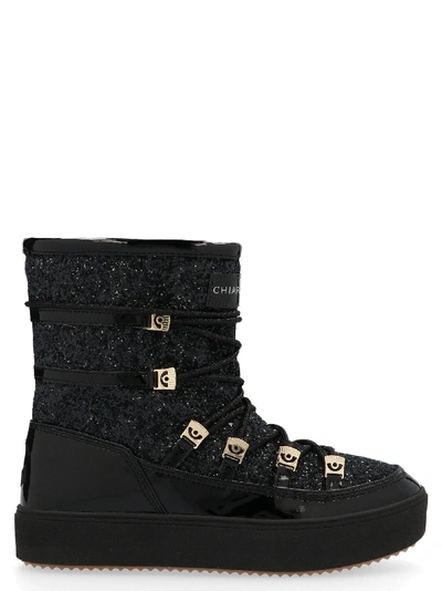 Shop Chiara Ferragni Black Polyester Ankle Boots