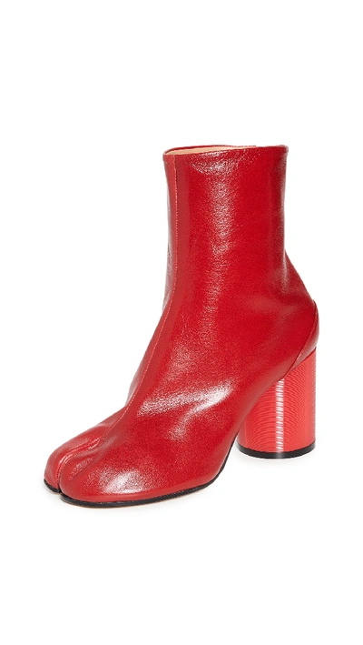 Shop Maison Margiela Tabi Booties In True Red/black