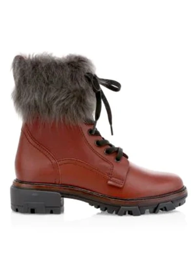 Shop Rag & Bone Shiloh Lace-up Lamb Fur-lined Leather Combat Boots In Russet