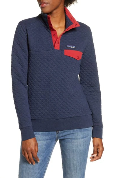 Shop Patagonia Snap-t Quilted Pullover In Nnml New Navy W/ Molten Lava