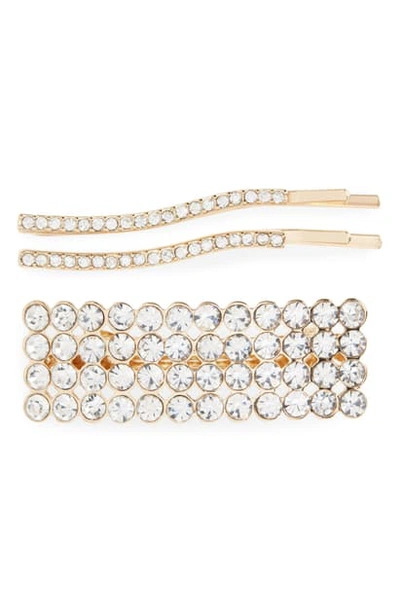 Shop Something Navy Crystal 3-piece Hair Clip & Bobby Pin Set In Clear