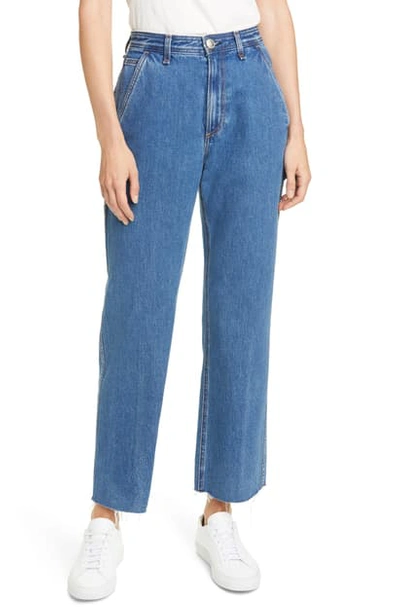 Shop Rag & Bone Ruth Super High Waist Raw Hem Straight Leg Jeans In Cln Lagoon