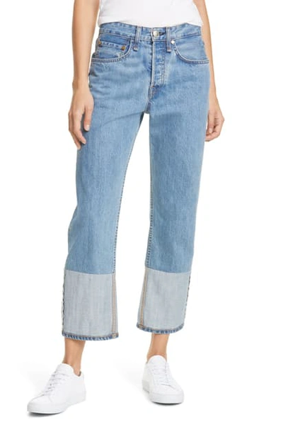 Shop Rag & Bone Maya Reverse Cuff Ankle Straight Leg Nonstretch Jeans In Del Ray