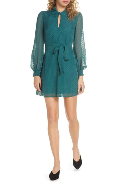 Shop Ali & Jay Room With A View Fil Coupe Chiffon Minidress In Peacock Dot