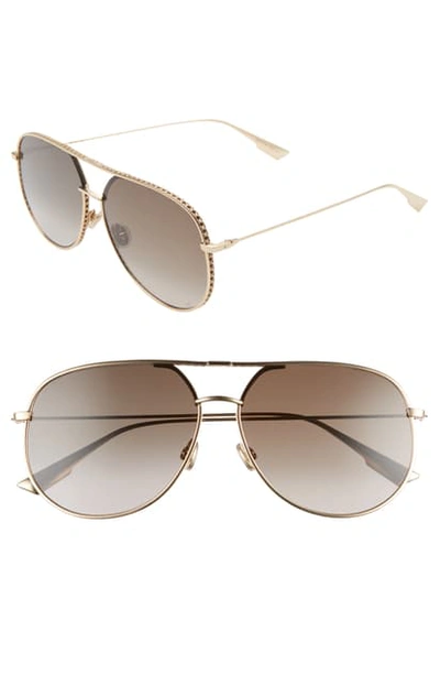 Shop Dior 60mm Aviator Sunglasses In Rose Gold/ Black Brown Green