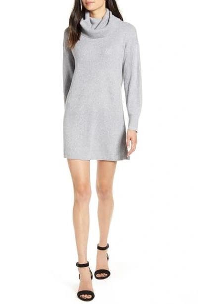 Shop Cupcakes And Cashmere Kiara Turtleneck Sweater Dress In Heather Grey