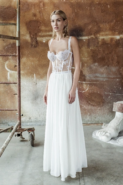Shop Aureliana Bustier Gown With Chantilly Lace In White