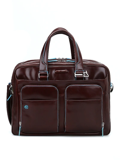 Shop Piquadro Brushed Leather Brown Briefcase