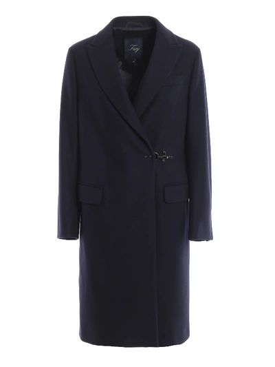 Shop Fay Blue Wool And Cashmere Hook Coat