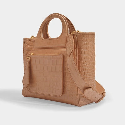 Shop Max Mara Grace Bag In Brown Croc Embossed Calfskin