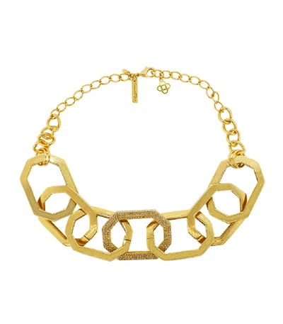 Shop Oscar De La Renta Elongated Octagon Link Necklace In Goldshdw