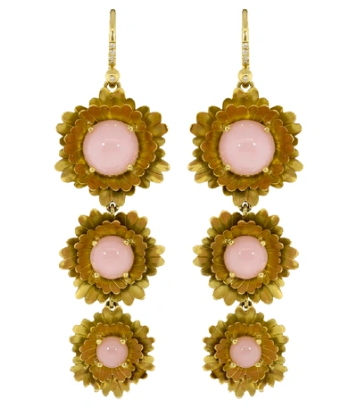 Shop Irene Neuwirth Jewelry Pink Opal Superbloom Drop Earrings In Ylwgold