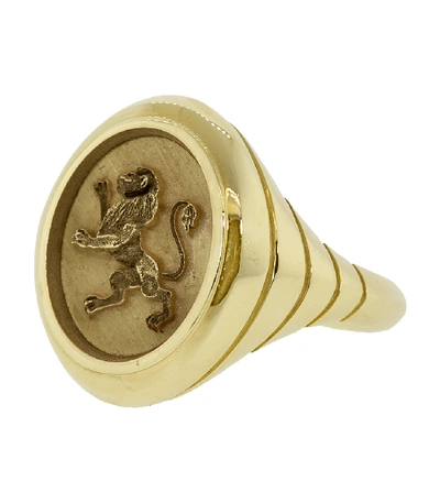 Shop Retrouvai Lion Grandfather Signet Ring In Ylwgold