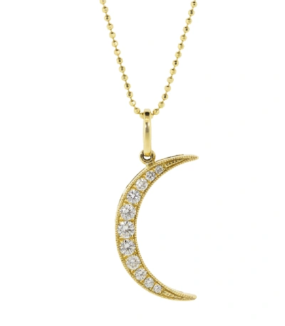 Shop Andrea Fohrman Medium White Diamond Luna Necklace In Ylwgold