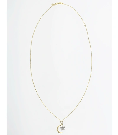 Shop Sydney Evan Diamond Moon And Star Necklace In Ylwgold