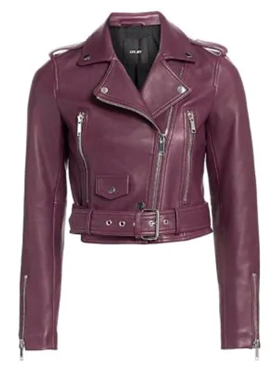 Shop Lth Jkt Mya Leather Cropped Moto Jacket In Amaranth
