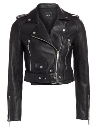 Shop Lth Jkt Women's Mya Leather Cropped Moto Jacket In Black