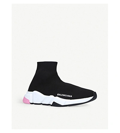 Shop Balenciaga Speed Knitted High-top Trainers In Blk/other