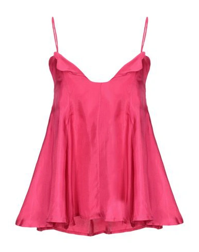 Shop Paper London Silk Top In Fuchsia