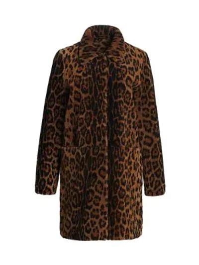 Shop Julia & Stella For The Fur Salon Leopard-print Shearling Coat In Animal Print