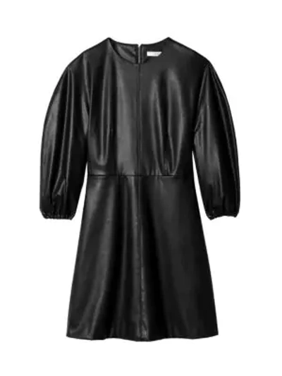 Shop Tibi Faux Leather Mini Dress In Black