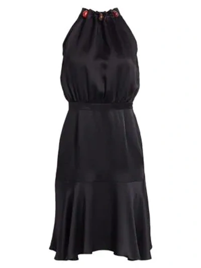 Shop Altuzarra Jacinto Satin Halter Dress In Black