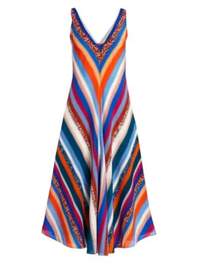 Shop Altuzarra Cardenas Striped Silk Midi Dress In Sinopia Multi