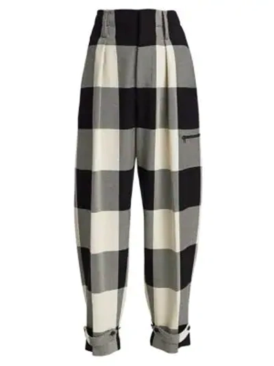 Shop Tre By Natalie Ratabesi Check Tapered Trousers In Ivory Black