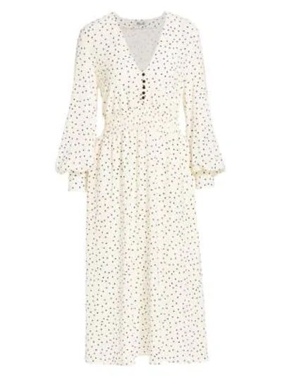 Shop Baum Und Pferdgarten Romance & Rituals Adison Dot-print Shirred-waist Dress In Cream Black