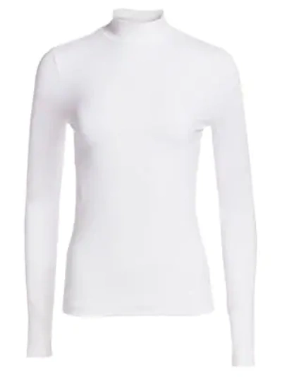 Shop St John Jersey Mockneck Sweater In White