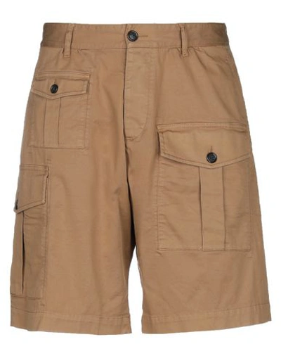 Shop Dsquared2 Man Shorts & Bermuda Shorts Brown Size 38 Cotton, Elastane