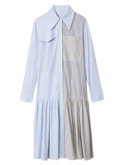 Shop Tibi Women's Pinstripe Colorblock Drop-hem Shirtdress