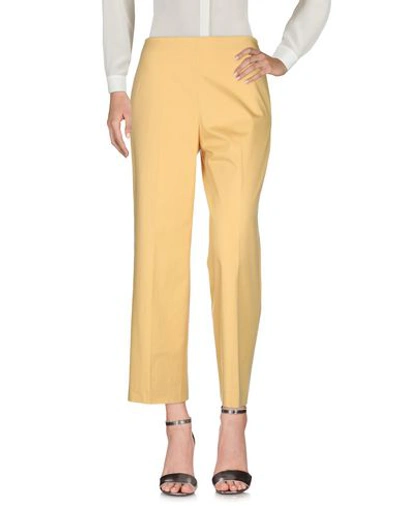 Shop Theory Woman Pants Yellow Size 8 Cotton, Elastane