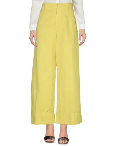 Shop Slowear Incotex Woman Pants Yellow Size 8 Cotton, Linen