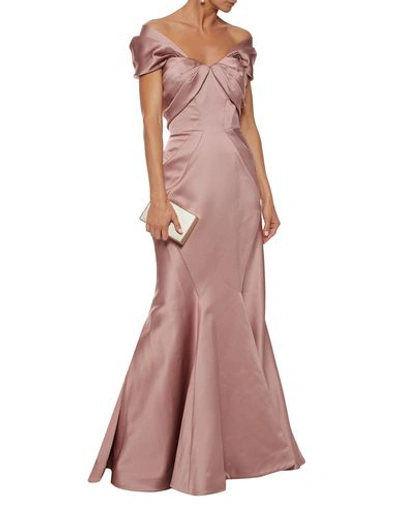 Shop Zac Posen Long Dresses In Pastel Pink