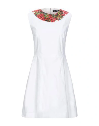 Shop Dolce & Gabbana Woman Mini Dress White Size 10 Cotton, Silk, Viscose, Elastane