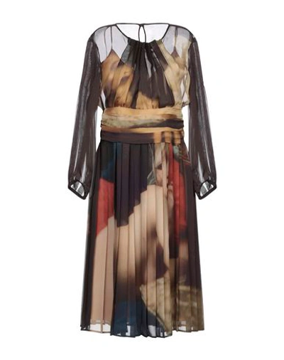 Shop Moschino Woman Midi Dress Dark Brown Size 8 Polyester