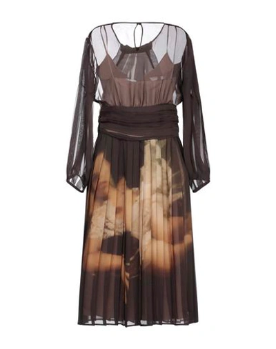 Shop Moschino Woman Midi Dress Dark Brown Size 8 Polyester