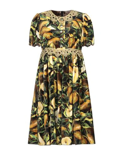 Dolce & Gabbana Minikleid Aus Samt Aus Einer Baumwollmischung Mit Floralem Print Und Spitzenbesatz In Black