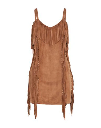 Shop Balmain Short Dress In Camel