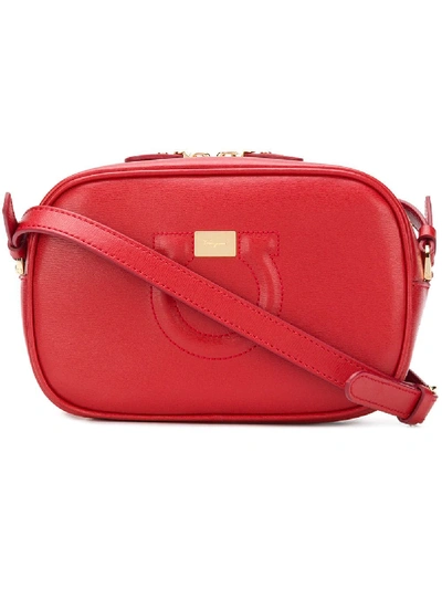 Shop Ferragamo City Leather Shoulder Bag In Red