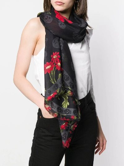 Shop Alexander Mcqueen Printed Foulard In Black