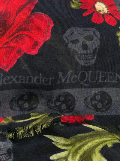 Shop Alexander Mcqueen Printed Foulard In Black