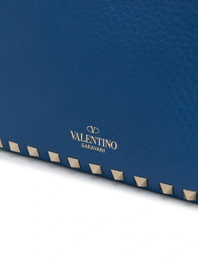 Shop Valentino Rockstud Leather Cross Body Bag In Blue