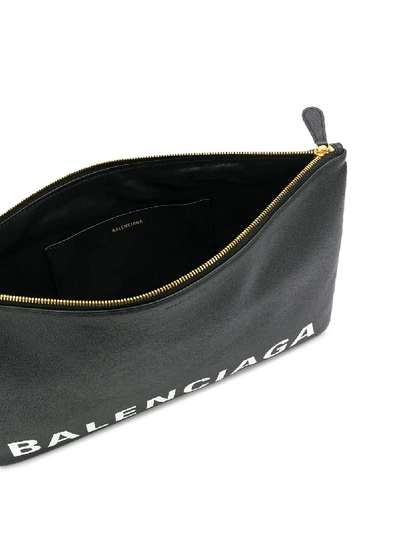 Shop Balenciaga Ville Leather Clutch In Black